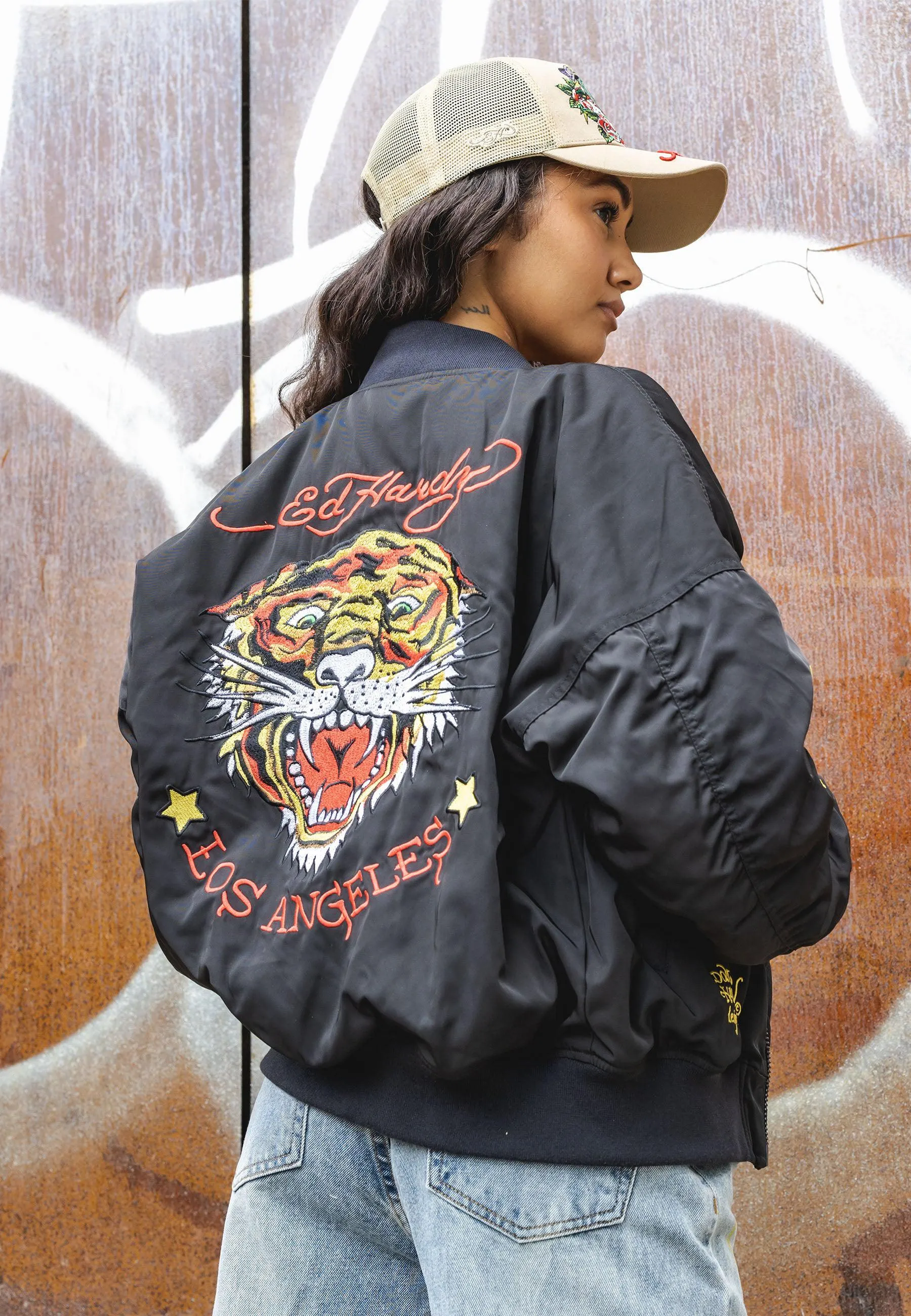 Womens La-Tiger-Roar Bomber Jacket - Black