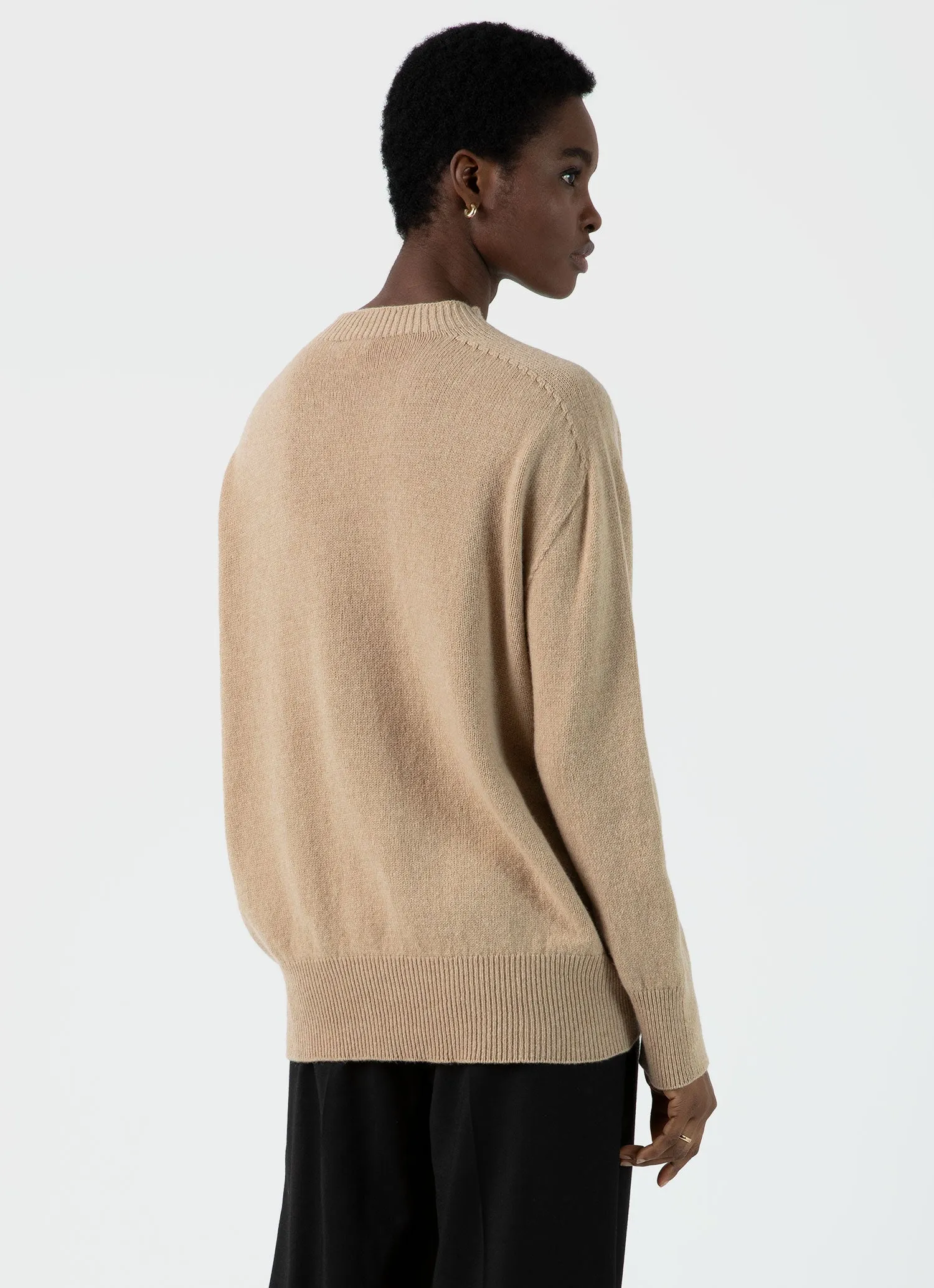 Women's Lambswool Crewneck Jumper in Light Camel