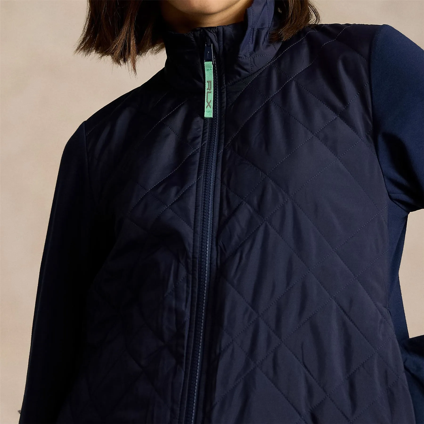 Womens Performance Quilted Full Zip Jacket Refined Navy/Course Green - SS24