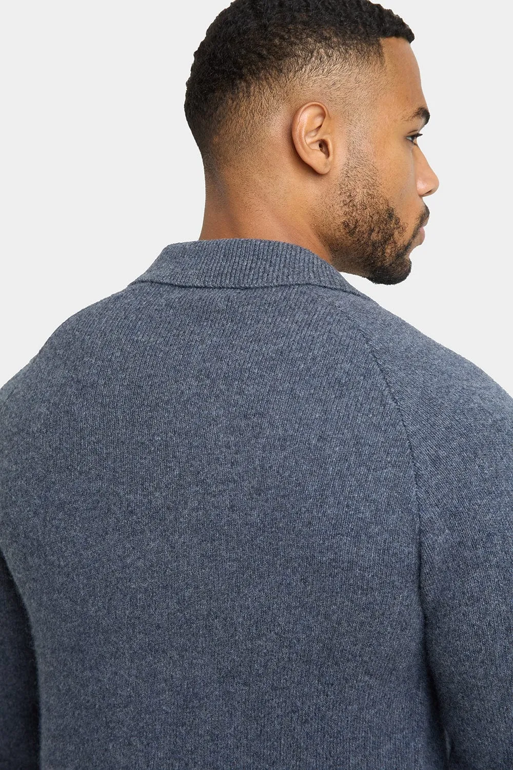 Wool Button Through Cardigan in Dark Grey Marl