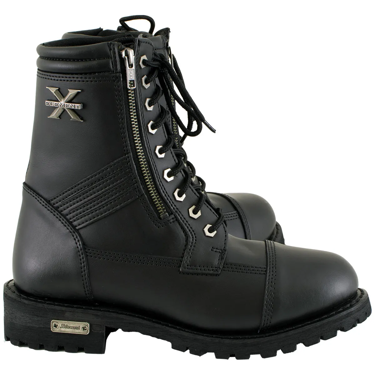 Xelement 1506 Men's Impact Black Premium Leather Lace-Up Motorcycle Biker Rider Boots