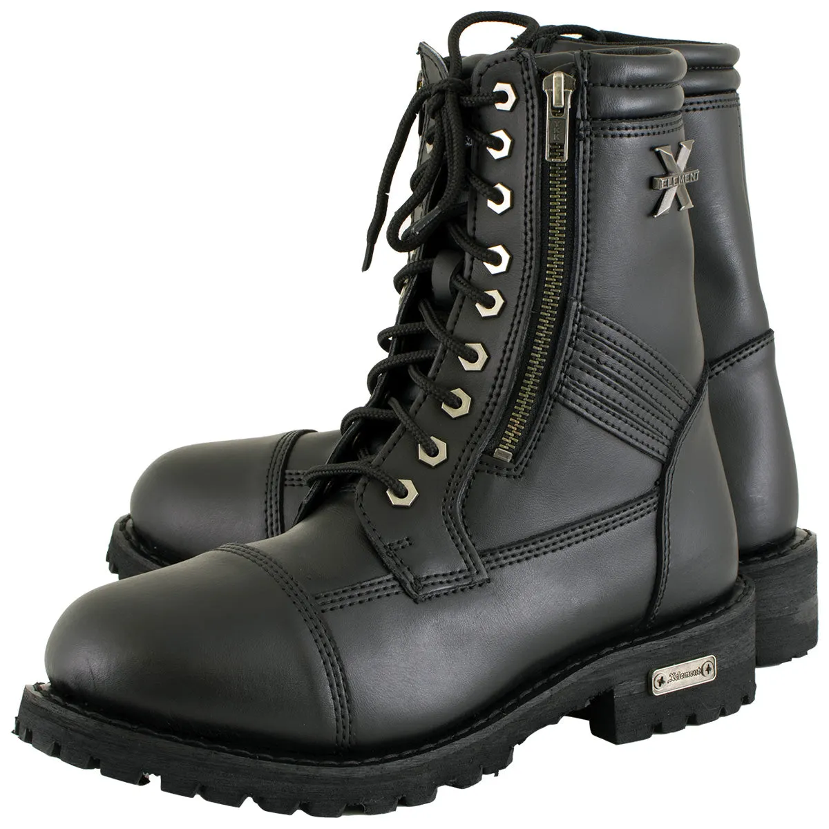 Xelement 1506 Men's Impact Black Premium Leather Lace-Up Motorcycle