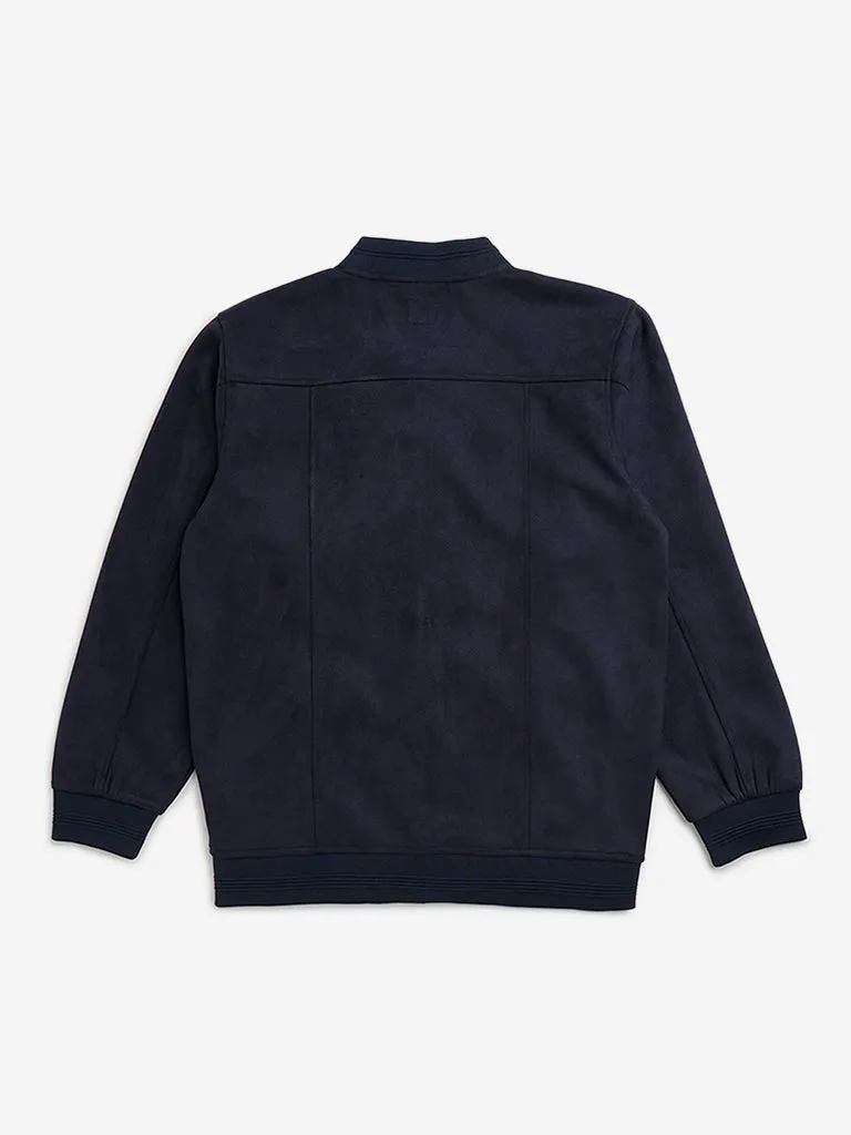 Y&F Kids Navy Faux-Suede Bomber Jacket