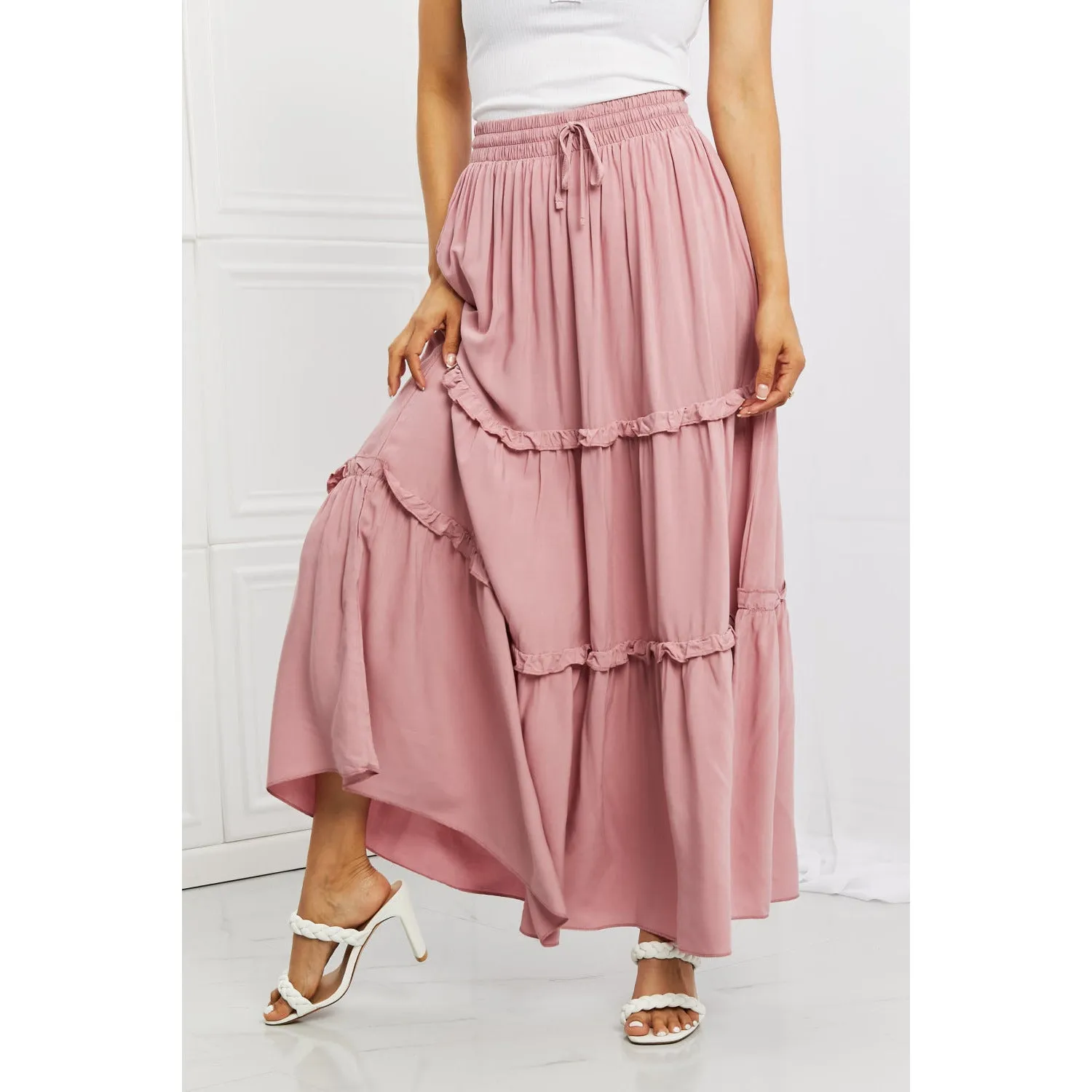 Zenana Summer Days Full Size Ruffled Maxi Skirt