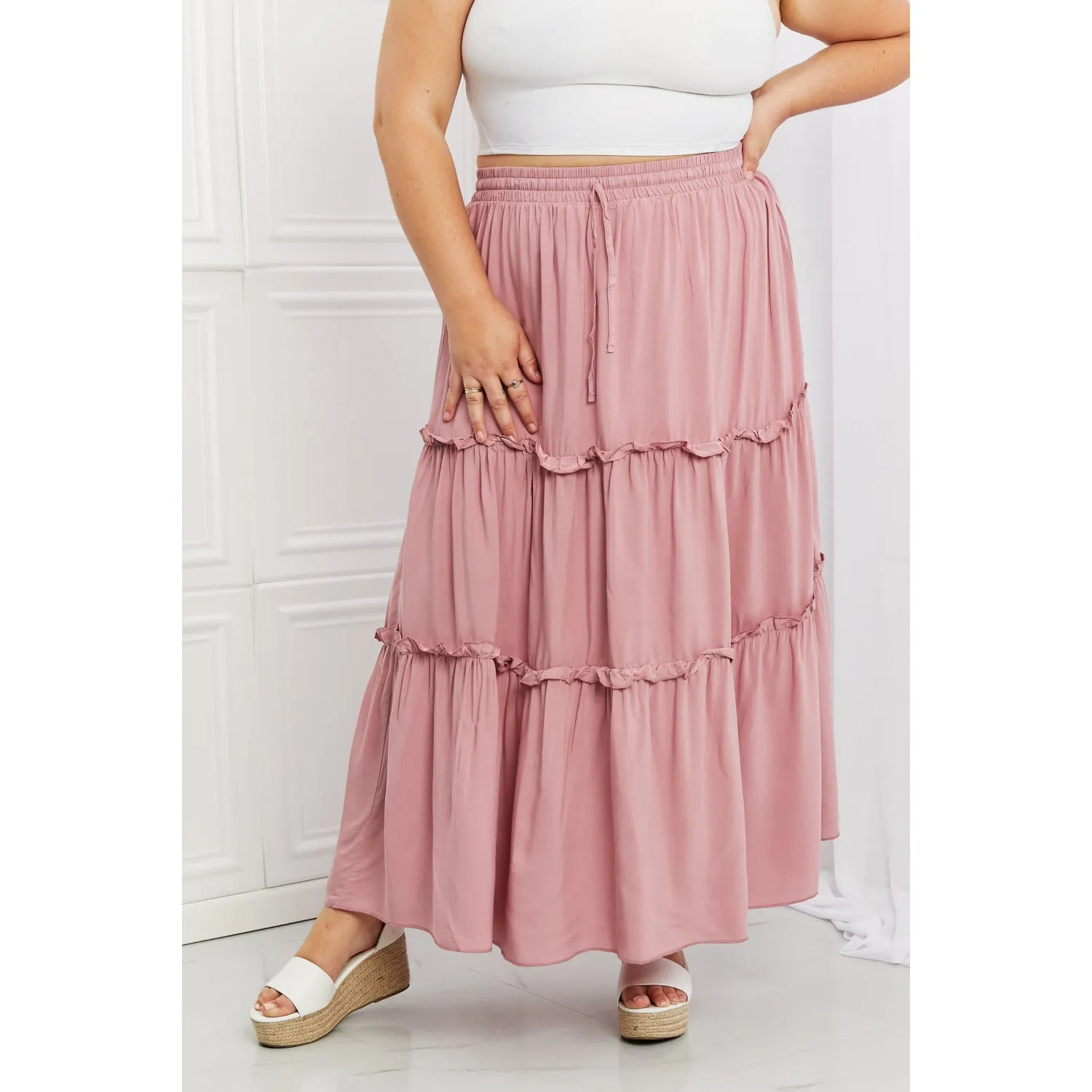 Zenana Summer Days Full Size Ruffled Maxi Skirt