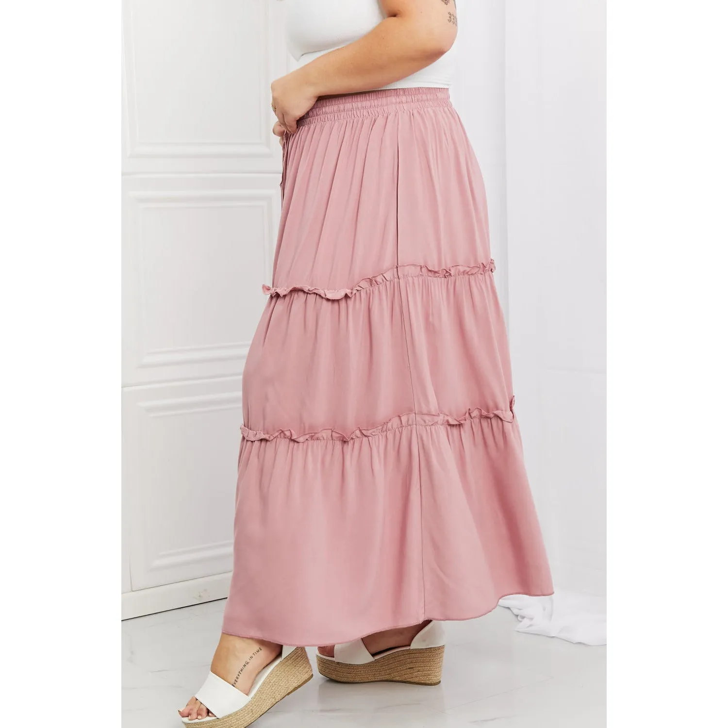 Zenana Summer Days Full Size Ruffled Maxi Skirt