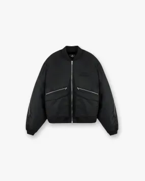 Zip Back Bomber Jacket - Jet Black